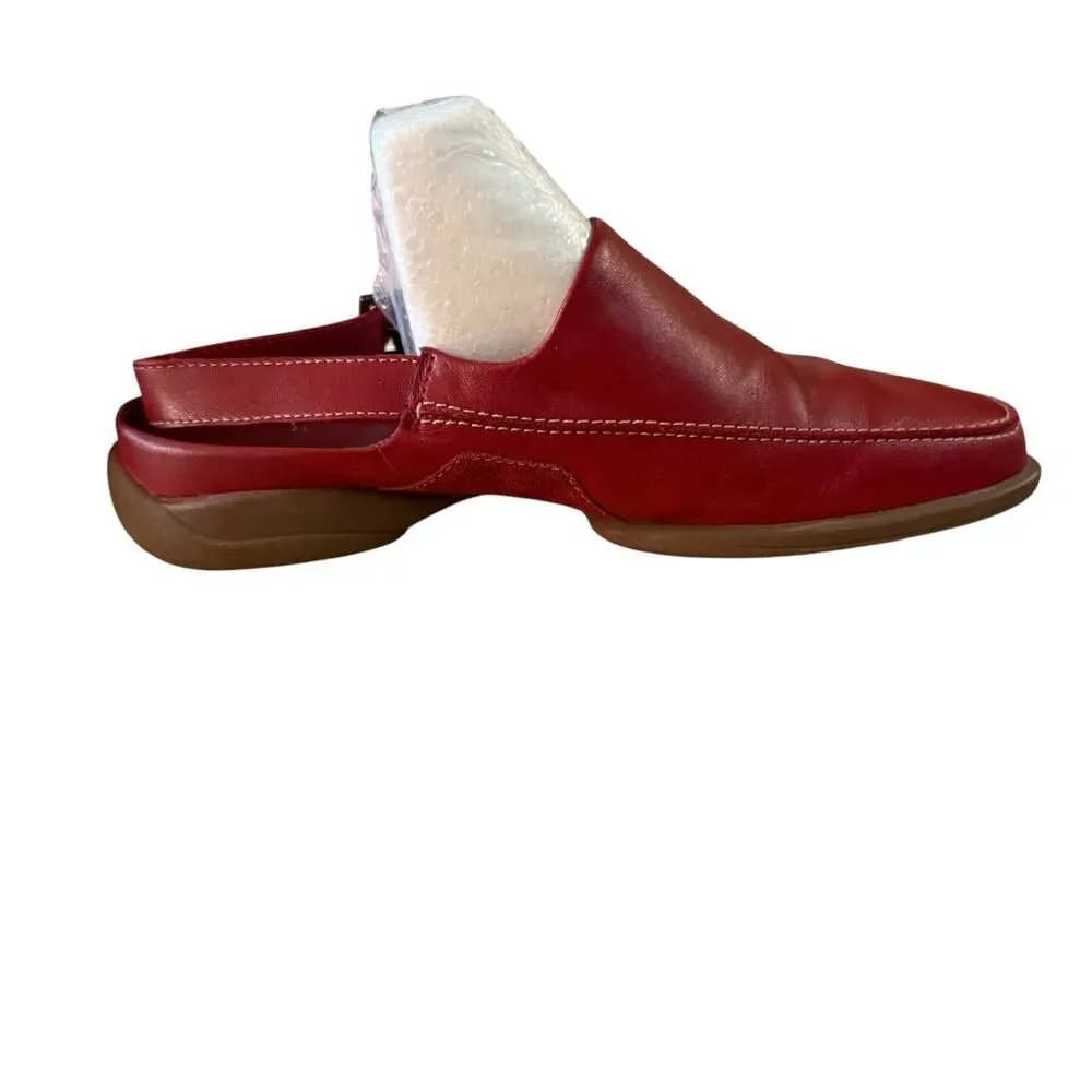 Ecco Men’s/Unisex Red Leather Clogs with Heel Strap Size 5.5 Men’s/8 Women’s